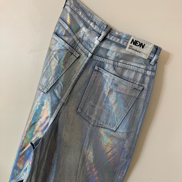 NEON denim LEROI coated wide leg jeans - size 28 - Picture 5 of 7